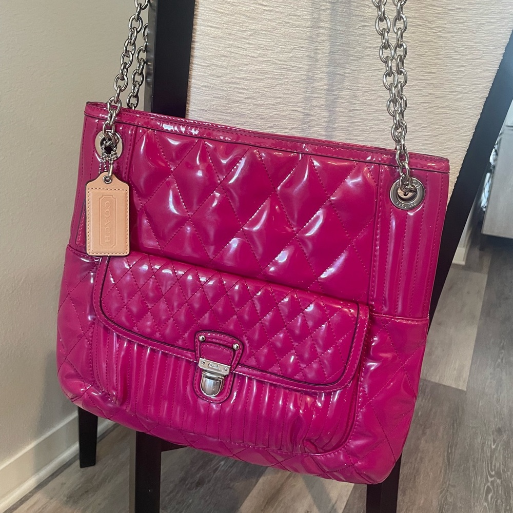 Coach Pink Quilted Shoulder Bag